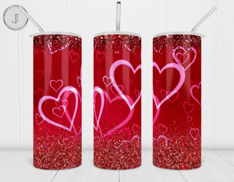 VALENTINE'S DAY TUMBLER gift pack (Full color 20oz. customizable/personalizable tumbler, ballon, teddy bear, rose, and chocolate hearts.)