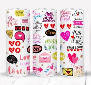 VALENTINE'S DAY TUMBLER gift pack (Full color 20oz. customizable/personalizable tumbler, ballon, teddy bear, rose, and chocolate hearts.)
