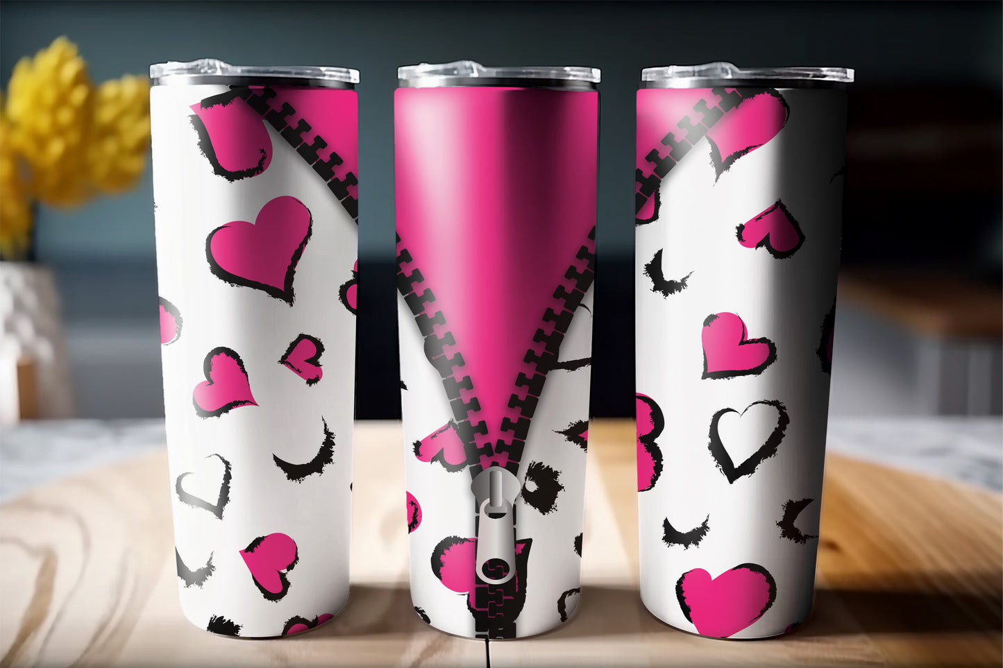 VALENTINE'S DAY TUMBLER gift pack (Full color 20oz. customizable/personalizable tumbler, ballon, teddy bear, rose, and chocolate hearts.)